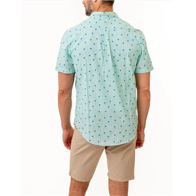 DITSY PALM TREE PRINT WOVEN SHIRT WITH POCKET