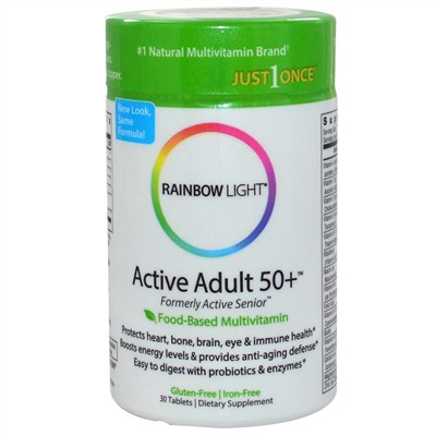 Rainbow Light, Just Once, Для активных людей старше 50, пищевые мультивитамины, 30 таблеток