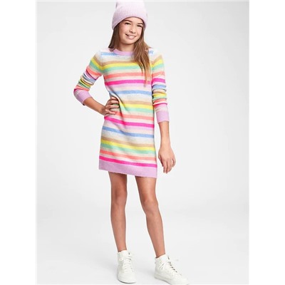 Kids Happy Stripe Sweater Dress