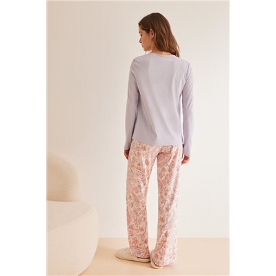 Pijama largo 100% algodón malva Paisley
