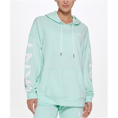 DKNY | Beach Pigment-Dyed Distressed Crackle Logo Hoodie - Women