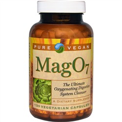 Pure Vegan, Mag 07, Очищающее средство для пищеварительной системы, насыщенное кислородом, 120 вегетарианских капсул