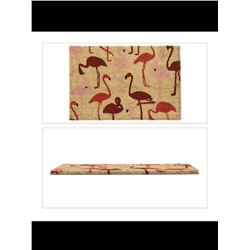 Kokos-Fußmatte "Flamingo" in Natur/ Rot - 40 x 60 cm