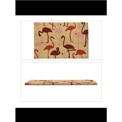 Kokos-Fußmatte "Flamingo" in Natur/ Rot - 40 x 60 cm