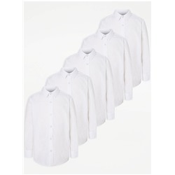White Boys Long Sleeve School Shirts 5 Pack