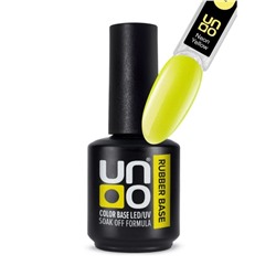 Uno Камуфлирующее базовое покрытие для гель-лака / Color Neon Rubber Base, Neon Yellow, 12 г