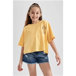 Defacto Kız Çocuk Crop Avokado Baskılı Pamuklu Kısa Kollu Tişört X2056A622SM