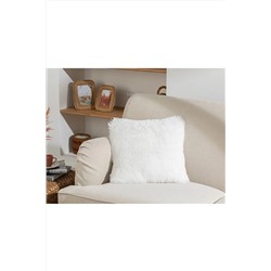 English Home Fluffy Peluş Kırlent Kılıfı 45x45 cm Beyaz 10032905