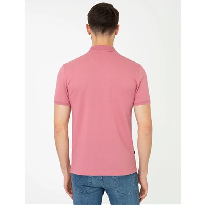 Pembe Slim Fit Polo Yaka Merserize Tişört