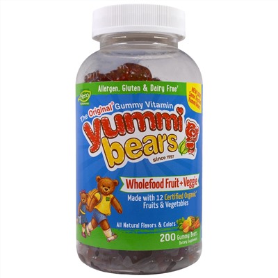 Hero Nutritional Products, Yummi Bears, цельный продукт + антиоксиданты, 200 жевательных медвежат