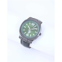 MEN'S BLACK STRAP WITH GREEN DIAL ANALOG WATCH