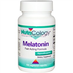 Nutricology, Мелатонин, быстродействующая формула, 100 вегетарианских капсул