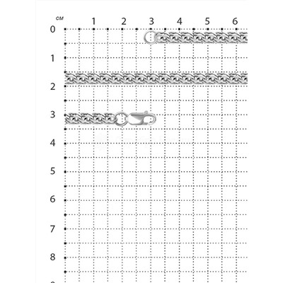Цепь из серебра родированная - Бисмарк 925 пробы 1-004ар