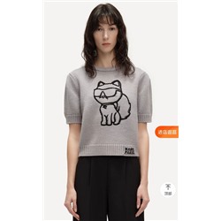 Женский пуловер с забавной вышивкой кота   Kar*l Lagerfel*d