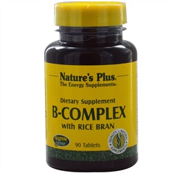 Nature's Plus, Комплекс витаминов B с рисовыми отрубями, 90 таблеток