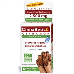 Hero Nutritional Products, CinnaBetic II, водная вытяжка корицы, 60 растительных капсул