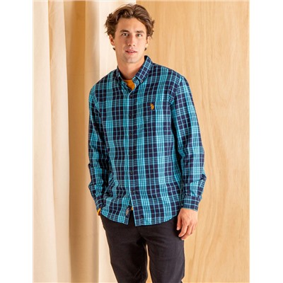 PEACHED TWILL YARN DYE PLAID SHIRT