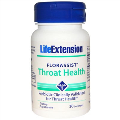Life Extension, Флорассист, здоровье горла, 30 леденцов