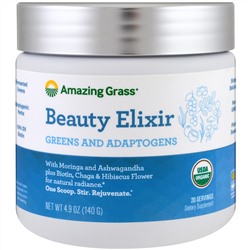 Amazing Grass, эликсир красоты, растительные составляющие и адаптогены, 140 г (4,9 унции)