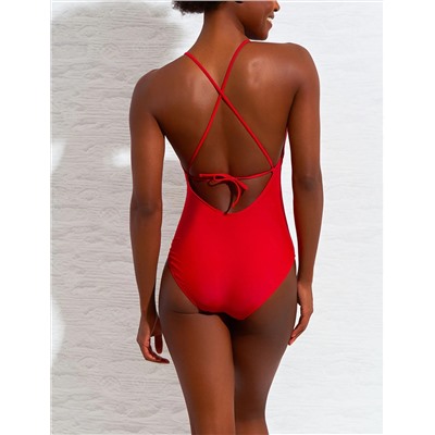 SOLID BIG LOGO ONE PIECE SWIMSUIT