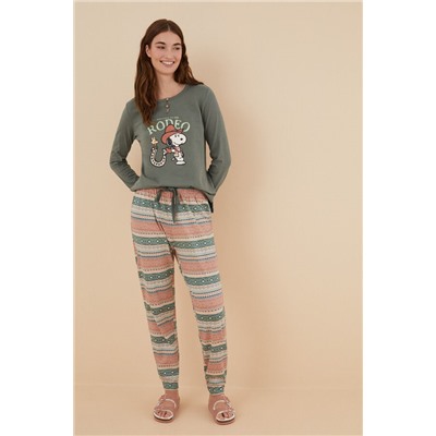 Pijama 100% algodón Snoopy verde