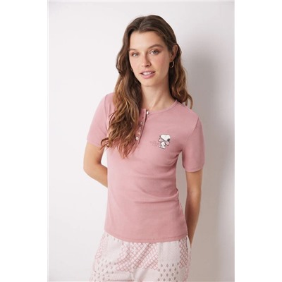 Pijama algodón Snoopy rosa