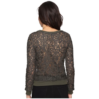 Lace Long Sleeve Textured Top