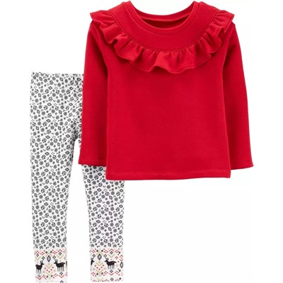 Carter's | Toddler 2-Piece Ruffle Fleece Top & Floral Legging Set