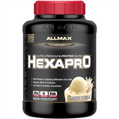 ALLMAX Nutrition, Hexapro, ультрапремиальный белок + среднецепочечные триглицериды и кокосовое масло, французская ваниль, 2,5 кг (5,5 фунтов)