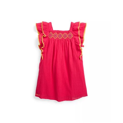 Toddler and Little Girls Ruffled Smocked Cotton Dress