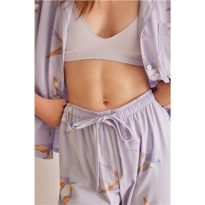Pijama camisero 100% algodón lila