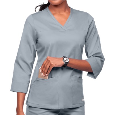 UA Butter-Soft STRETCH Women's 3-Pocket 3/4th Sleeve Side Zip Scrub Top