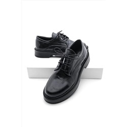 Marjin Kadın Oxford Ayakkabı Bağcıklı Maskülen Günlük Ayakkabı Tisat Siyah Yılan 3210338260