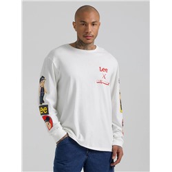 MEN'S LEE X BE@BRICK RELAXED FIT LONG SLEEVE TEE IN WASHED BLACK
