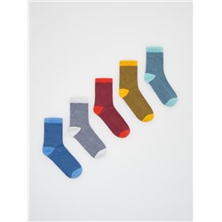 Mehrfarbige gestreifte Socken, 5er-Pack