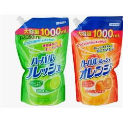 Mitsuei Средство для мытья посуды, фруктов и овощей аромат апельсин/ лайм мягкая упаковка 1000мл СУ