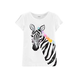 Carter's® Toddler Girls Zebra Split Shoulder Jersey Graphic T-Shirt