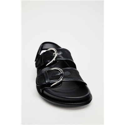 MESH FLAT SLIDER SANDALS WITH BUCKLES