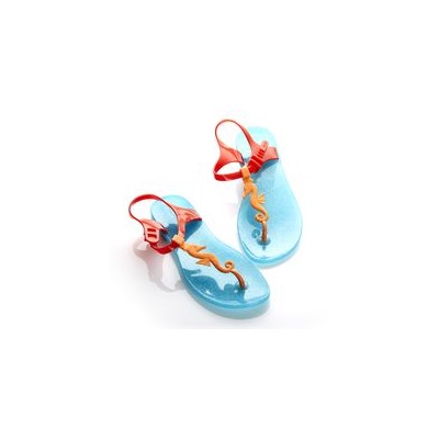 Сандалии Zhoelala Seahorse (голубой с шиммером+оранжевый+красный)/ Zhoelala Seahorse (blue shimmer+orange+red)