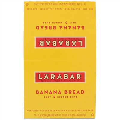 Larabar, Банановый хлеб, 16 батончиков, 1,6 унции (45 г) каждый