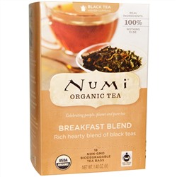 Numi Tea, Organic Black Tea, Breakfast Blend, 18 Tea Bags 1.40 oz Each