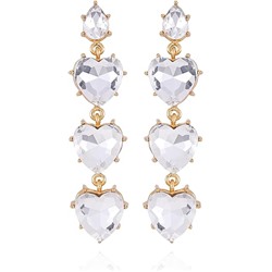 GUESS Goldtone Clear Glass Stone Heart Dangle Earrings
