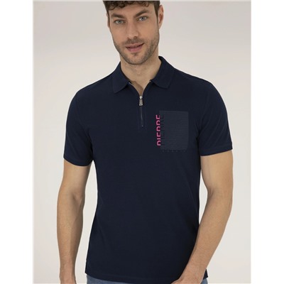 Lacivert Slim Fit Fermuarlı Polo Yaka Tişört