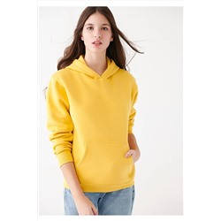 Mavi Kapüşonlu Sarı Basic Sweatshirt 167299-71339