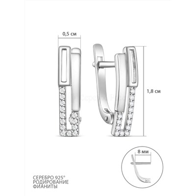 Серьги из серебра с фианитами родированные 925 пробы С-4500-Р