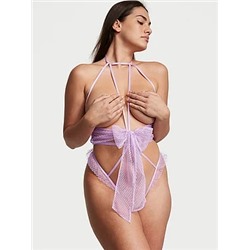 Bow Mesh Open-Cup Crotchless Playsuit