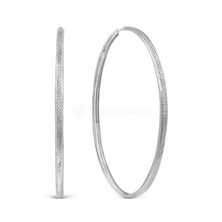 Серьги-конго из серебра с алмазной огранкой родированные - диаметр 7 см