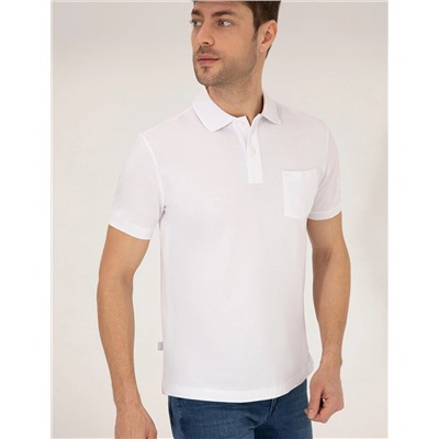 Beyaz Regular Fit Polo Yaka Basic Tişört