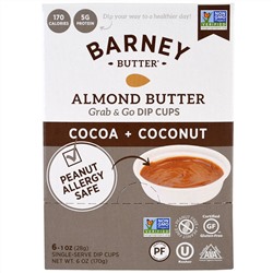 Barney Butter, Миндальное масло, Стаканчики для быстрого перекуса, Какао + кокос, 6 порционных стаканчиков, 1 унция (28 г) в каждом