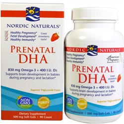 Nordic Naturals, Докозагексановая кислота для беременных, Клубника, 500 мг, 90 капсул